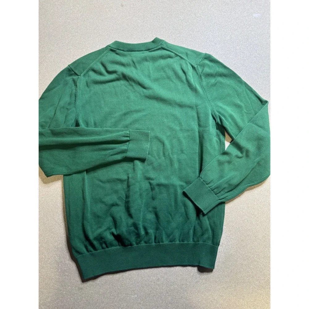 Lacoste Classic Fit V-Neck Knit Sweater Mens M‎ Green Crocodile Logo Pullover